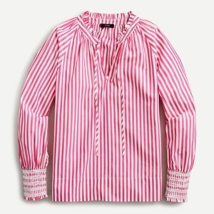 NWOT J Crew Smocked-cuff popover top in stripe, size small